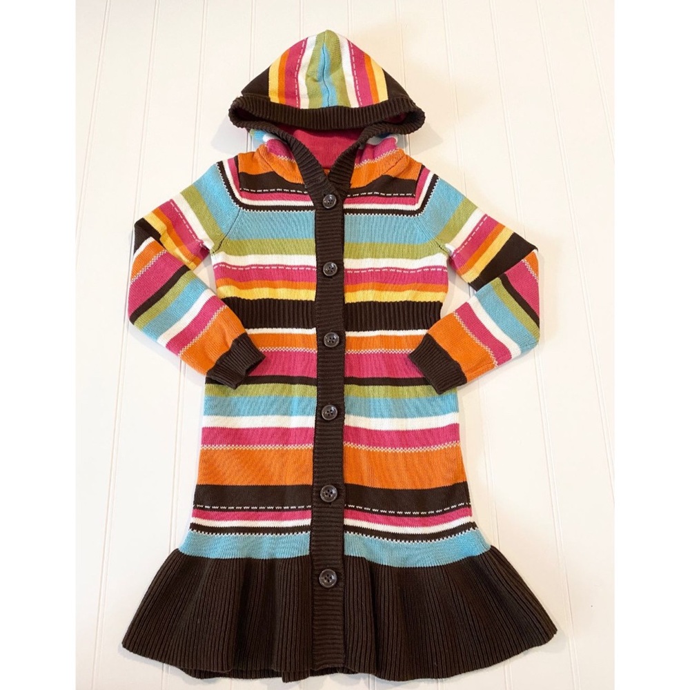 Girls LIKE NEW Gymboree Hooded Sweater Button Up Cardigan Duster Size 5/6